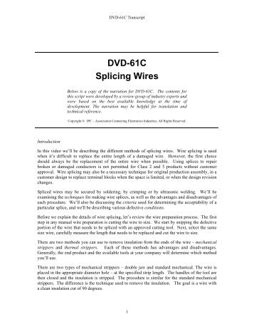 DVD-61C Splicing Wires - IPC Training Home Page