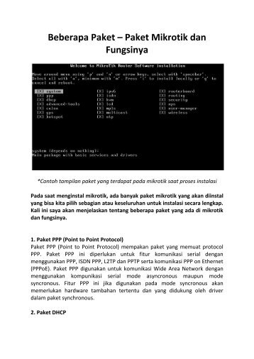 Beberapa Paket Ã¢Â€Â“ Paket Mikrotik dan Fungsinya