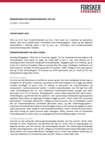 ÃƒÂ…rsberetning for 2012 - Universitetet i Oslo