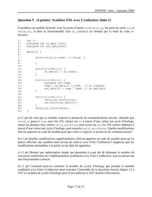 Solution Quiz automne 2009 - Moodle - Ãcole Polytechnique de ...