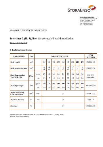 Interliner 3 (IL 3), liner for corrugated board production - Stora Enso