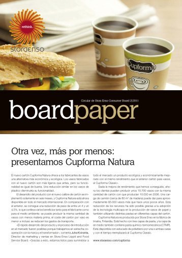 Otra vez, más por menos: presentamos Cupforma Natura - Stora Enso