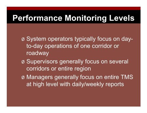 TMS Performance Monitoring, Evaluation, & Reporting