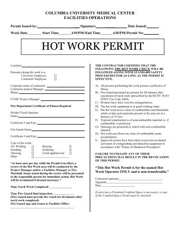 Hot Work Permit - Columbia University