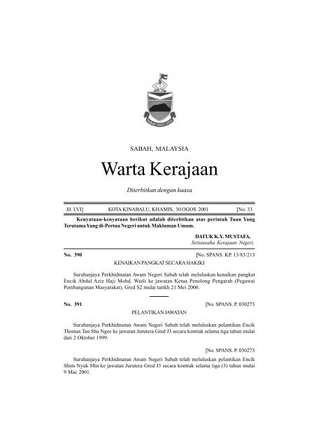 Warta Kerajaan - Sabah