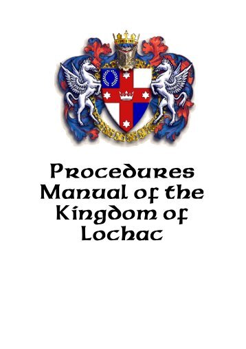 Manual - Kingdom of Lochac - Society for Creative Anachronism