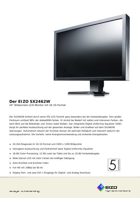 Der EIZO SX2462W