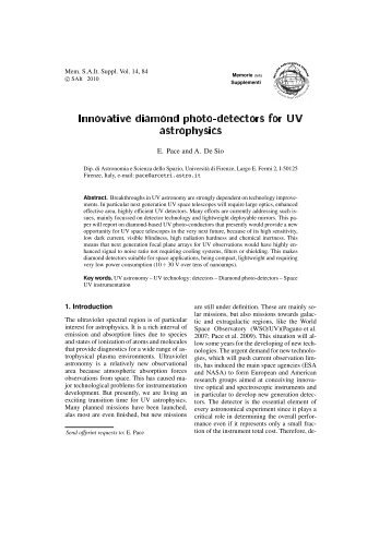 Innovative diamond photo-detectors for UV astrophysics