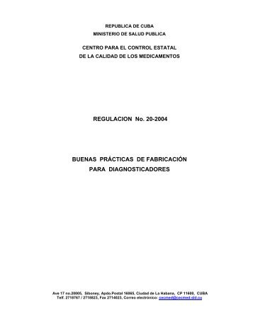 Regulación No. 20-04 - Cecmed