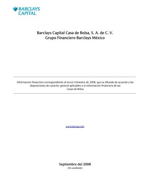 Barclays Capital Casa de Bolsa, SA de CV Grupo Financiero ...