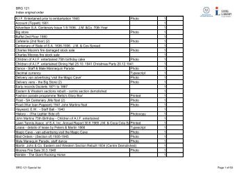 BRG 121 Index original order A.I.F. Entertained prior to embarkation ...