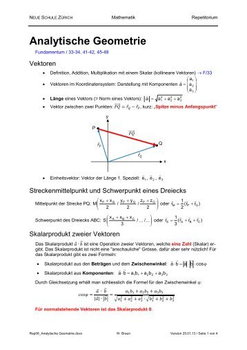 Analytische Geometrie - walter-braun.ch