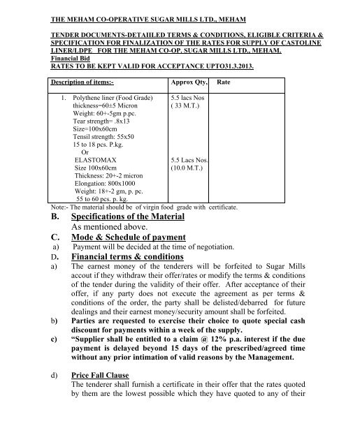 Detailed specifications & qty. are as per Tender form.. Sr.No ...