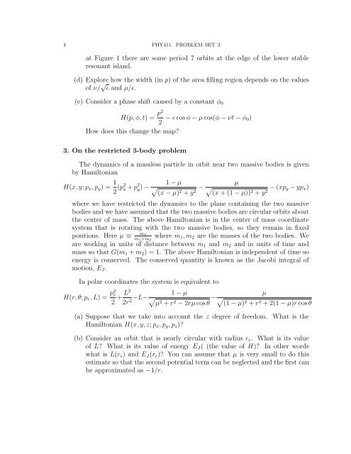 PHY411. PROBLEM SET 3 1. Conserved Quantities - Astro Pas ...