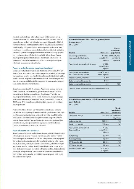 Vuosikertomus 2007 - Stora Enso