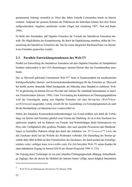 Analyse und Prognose der Nutzung des Interaktiven Fernsehens