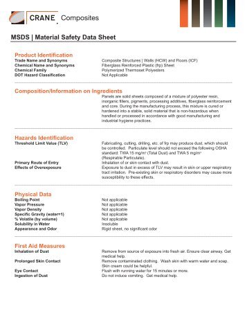 MSDS | Material Safety Data Sheet - Crane Composites