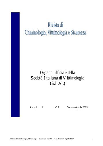 Anno 3, Numero 1, Gennaio-Aprile 2009 - Vittimologia