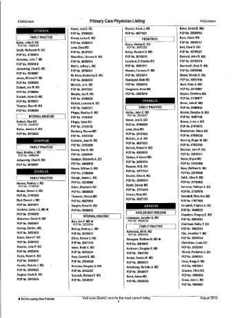 Primary Care Physician Listing