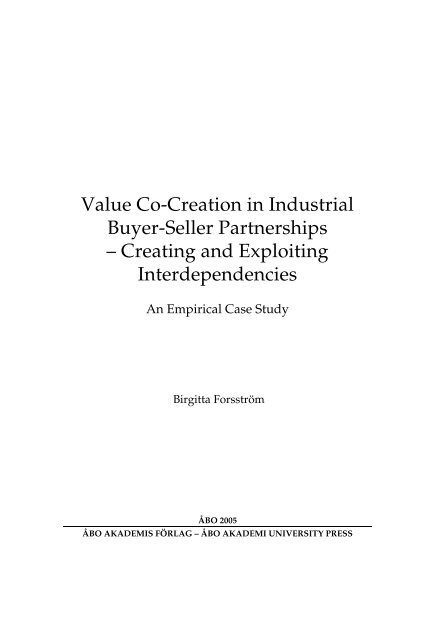 Value Co-Creation in Industrial Buyer-Seller Partnerships ... - Doria