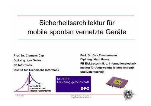 Prof. Dr. Clemens Cap Dipl.-Ing. Igor Sedov FB Informatik Institut für ...