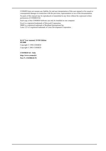 COSMED K4 B2 Spirometer Service Manual - Frank's Hospital ...