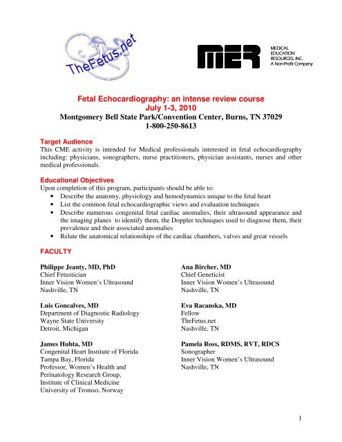 Fetal Echocardiography: an intense review course July ... - SonoWorld