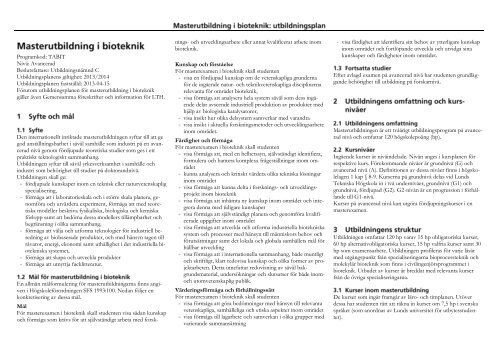 Utbildningsplan - Student LTH - Lunds Tekniska Högskola