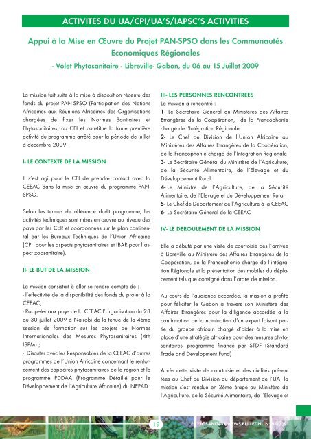 BULLETIN D'INFORMATIONS PHYTOSANITAIRES ... - Union africaine