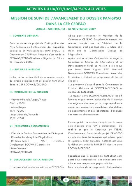 BULLETIN D'INFORMATIONS PHYTOSANITAIRES ... - Union africaine
