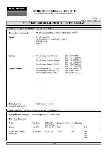 fiche de donnees de securite molykote(r) metal ... - Maagtechnic