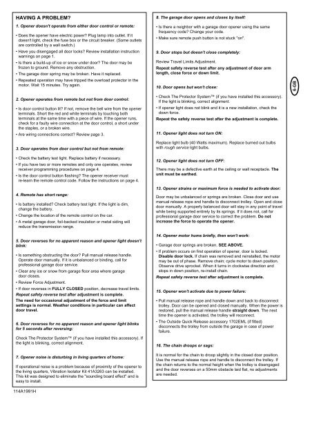 Anleitungen â GaragentorÃ¶ffner Modell MotorLift 4000 Instructions ...