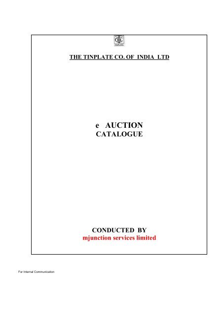 THE TINPLATE CO. OF INDIA LTD e AUCTION CATALOGUE ...