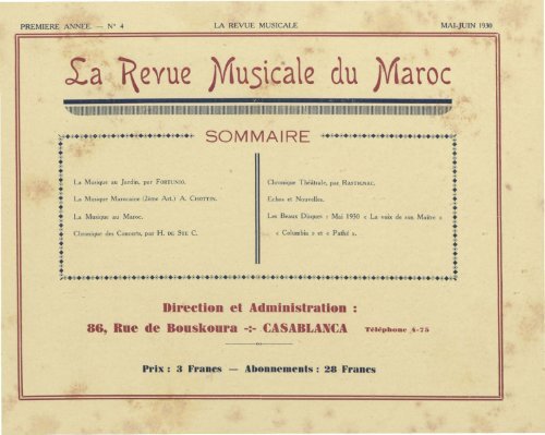 Revue Musicale du Maroc