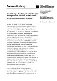 Pressemitteilung - Trumpf GmbH + Co. KG