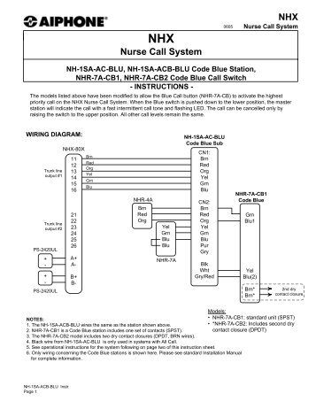 Visio-NH-1SA-Code Blue, NHR-7A-CB Instr.vsd - Aiphone
