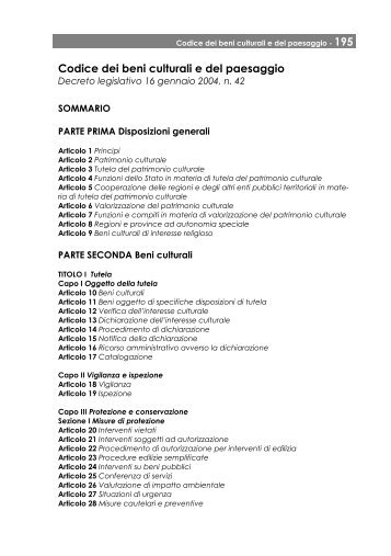 Codice dei beni culturali e del paesaggio (pdf, 395 Kb) - Istituto per i ...