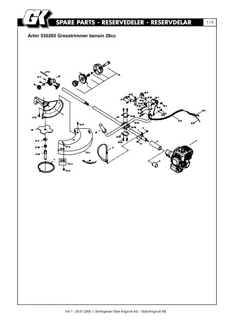 Artnr 530265 Gresstrimmer bensin 28cc