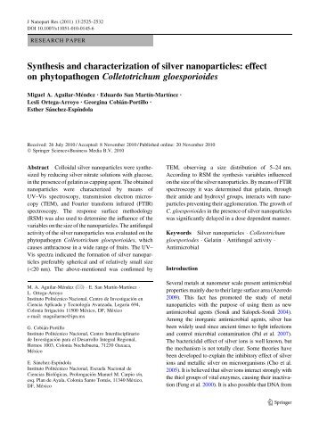 Synthesis and characterization of silver nanoparticles: effect on ...