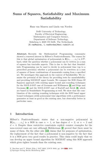 Sums of Squares, Satisfiability and Maximum Satisfiability