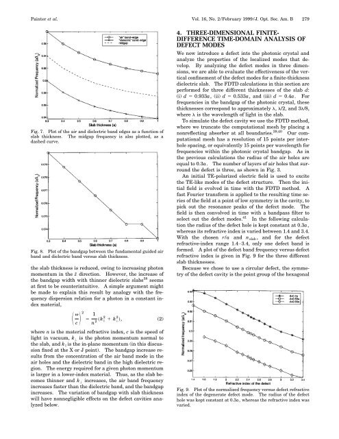 Defect modes of a two-dimensional photonic crystal in an optically ...