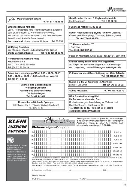 Altenholzer Nachrichten, Freitag, 8. April 2011 - bei der Gemeinde ...