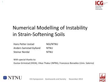 Numerical Modelling of Instability in Strain-Softening Soils - NGI