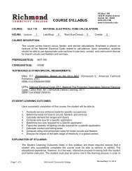 COURSE SYLLABUS - Richmond Community College