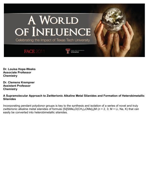 Dr Louisa Hope Weeks Associate Professor Chemistry Dr Clemens