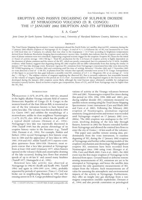 eruptive and passive degassing of sulphur dioxide at nyiragongo ...