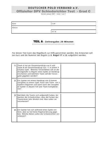 Offizieller DPV Schiedsrichter Test - Grad C - DPV Deutscher Polo ...