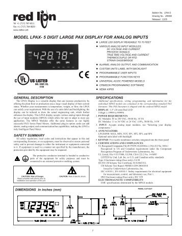 LPAX5 Data Sheet/Manual PDF - Red Lion Controls