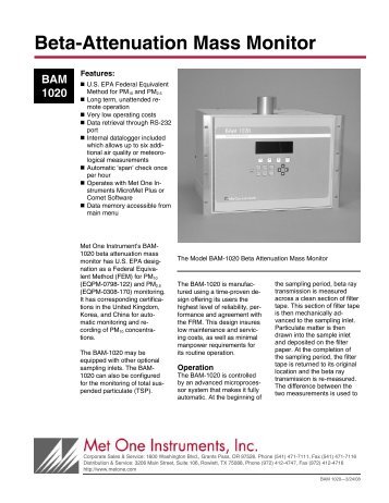 Beta-Attenuation Mass Monitor BAM 1020 - Met One Instruments