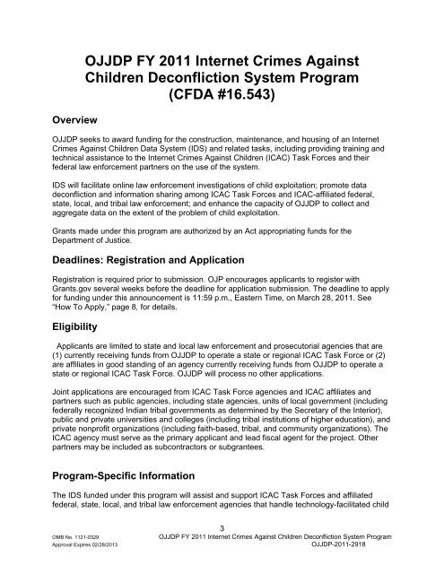 Internet Crimes Against Children Deconfliction System Program